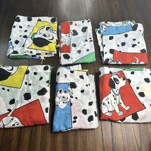 Vintage 101 Dalmations set of 6 Curtain Panels Disney Fabric Crafts 36 x 40